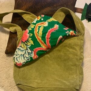 Vibrant Green Floral Tote Bag